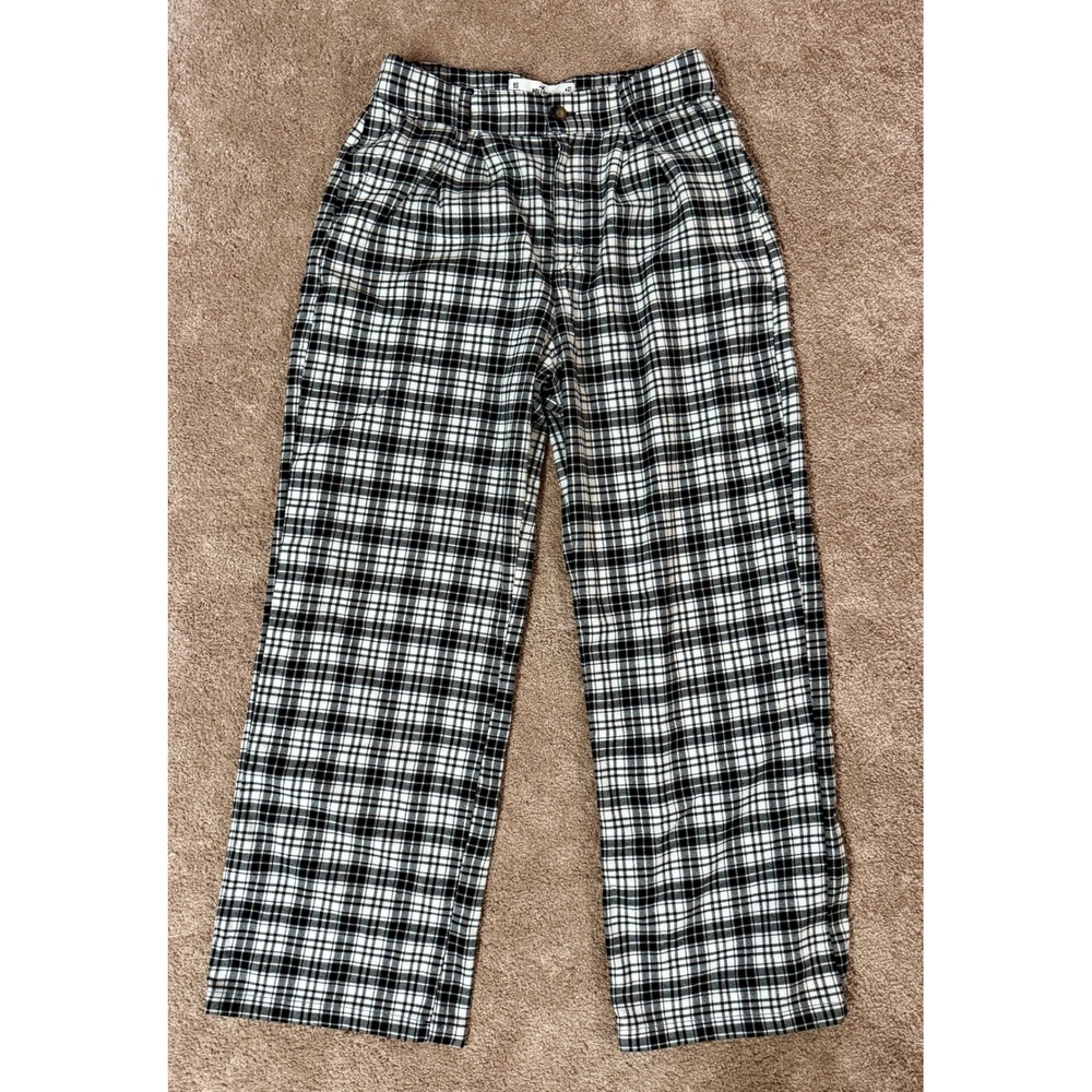 Hollister Plaid Ultra High Rise Vintage Baggy Black White Pants Size W27